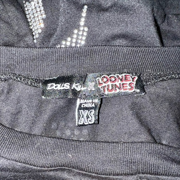 LOONEY TUNES -Dolls Kill -Tasmanian Devil Rhinestone Graphic Tee NEW - Picture 8 of 9